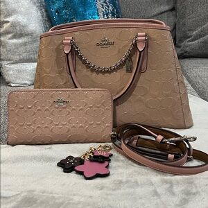 Coach Blush Embossed Bag and Wallet Set